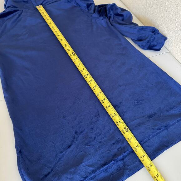 Magaschoni Velour Cowl Neck Sapphire Blue Sweater Sporty Granny Cozy NWT Size SM - Picture 10 of 11